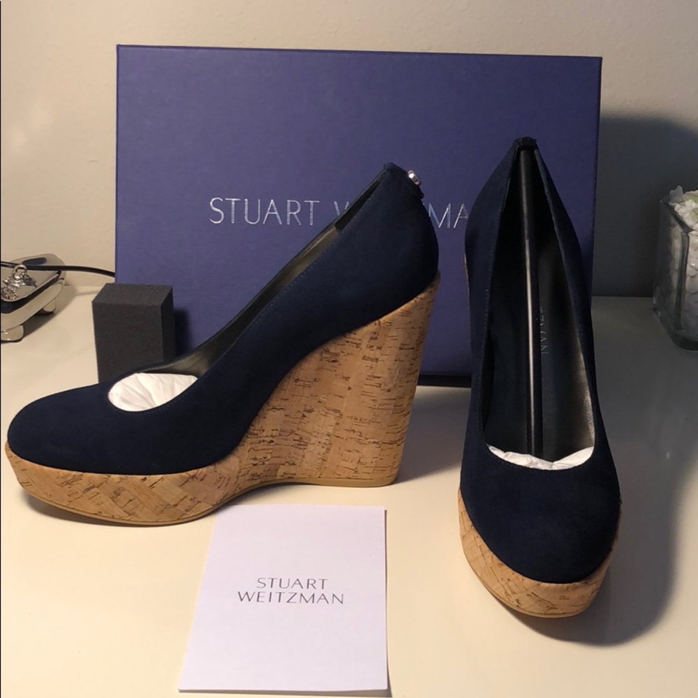 Stuart Weitzman Blue suede wedge heels